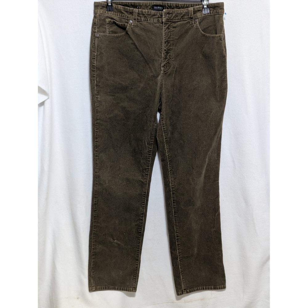 Talbots Womens Olive Brown Corduroy Straight Leg Five Pocket Pants NO SIZE TAG
